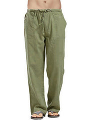 Men's Linen Plus Size Casual Pocket Pants