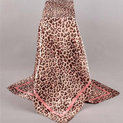 Classic Leopard Print Satin Square Scarf