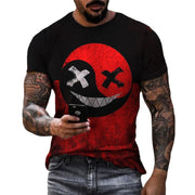 Fashion men’s color matching smile T-shirt